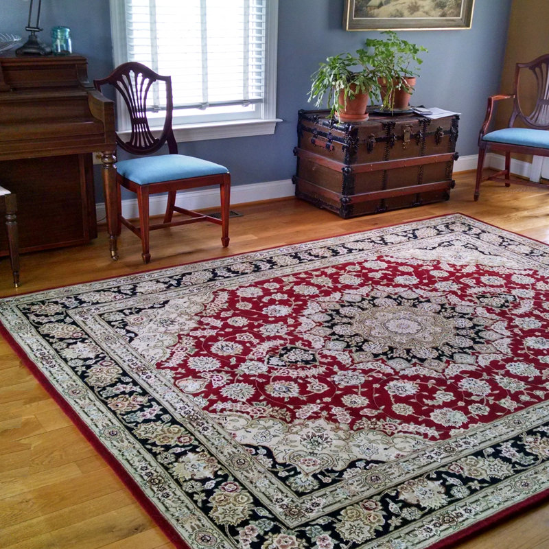 American Home Rug Co. Oriental Handmade Tufted Wool/Silk Burgundy/Red